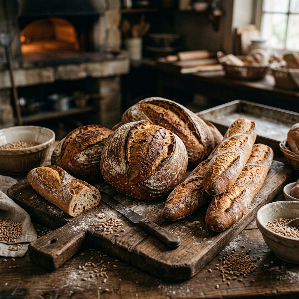 Freshly baked sourdough artisan bread